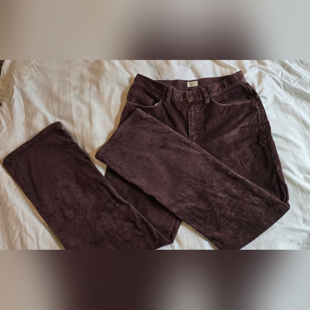 L L Bean Corduroy Straight Bootcut Pants in Brown 5 Pocket Classic 10